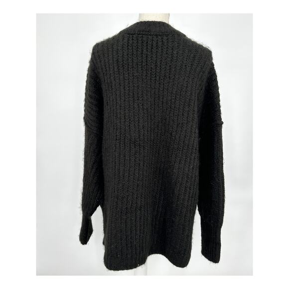 Free People Chunky Knit Blue Bell V-Neck Sweater Small - Picture 5 of 11